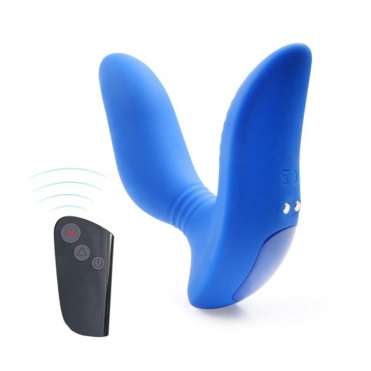 Синий вибромассажер простаты 3,5’’ Remote Control Curve P-spot Massager - 12 см. - Erokay - в Нижнем Тагиле купить с доставкой