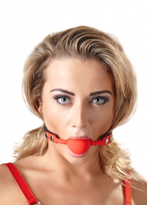 Силиконовый кляп-шар на чёрных ремешках Red Gag silicone - Orion - купить с доставкой в Нижнем Тагиле