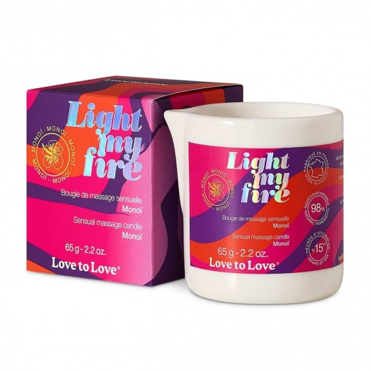 Массажная свеча Light My Fire с ароматом моной - 80 мл. - Love to Love - купить с доставкой в Нижнем Тагиле
