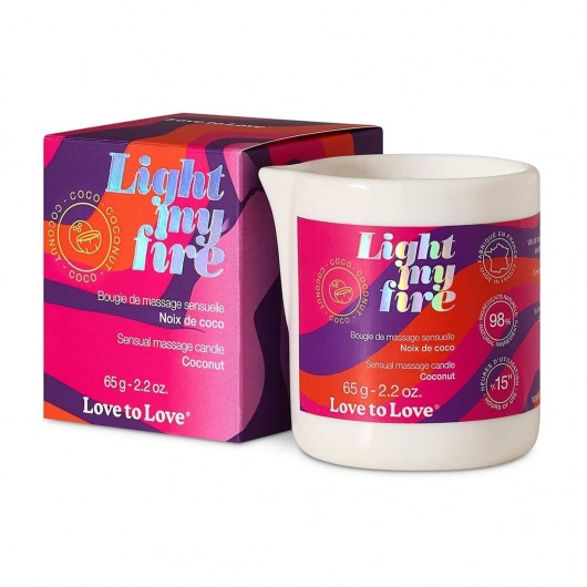 Массажная свеча Light My Fire Coconut с ароматом кокоса - 65 гр. - Love to Love - купить с доставкой в Нижнем Тагиле