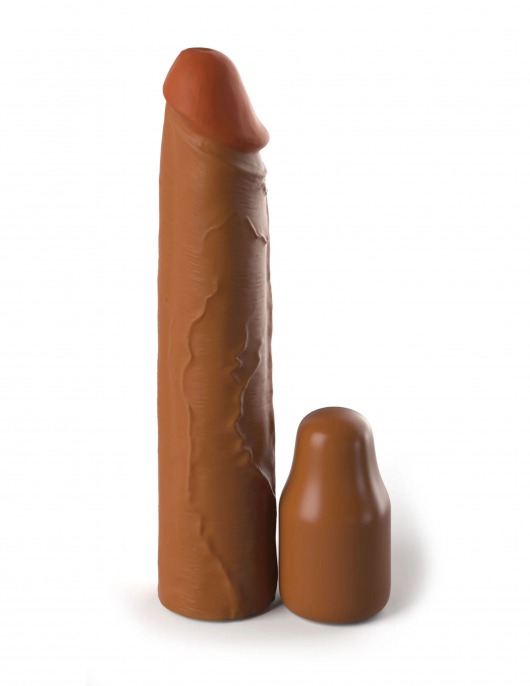 Коричневая насадка на член 2  Silicone X-tension - 20,3 см. - Pipedream - в Нижнем Тагиле купить с доставкой