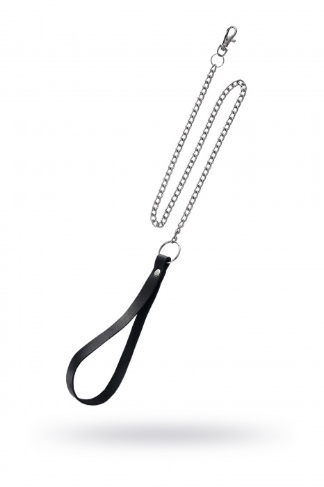 Поводок с ручкой из черной натуральной кожи и карабином для ошейника - Pecado - купить с доставкой в Нижнем Тагиле