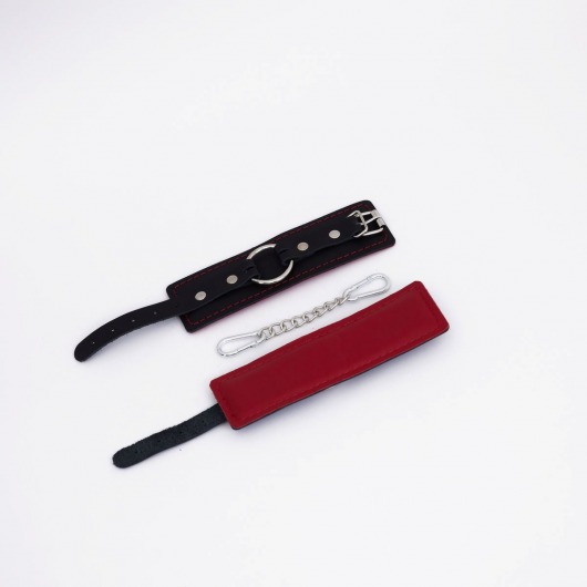 Черно-красные кожаные наручники - Crazy Handmade - купить с доставкой в Нижнем Тагиле