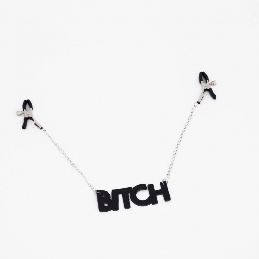 Зажимы на соски с кожаной подвеской Bitch - Crazy Handmade - купить с доставкой в Нижнем Тагиле
