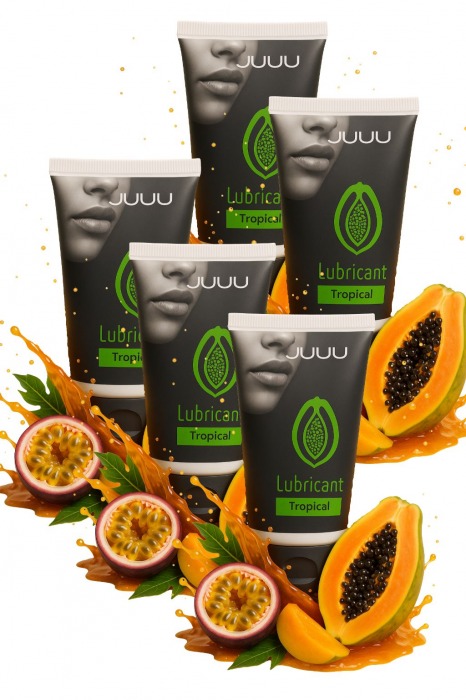 Набор из 5 съедобных лубрикантов JUJU со вкусом тропических фруктов - JuJu - купить с доставкой в Нижнем Тагиле