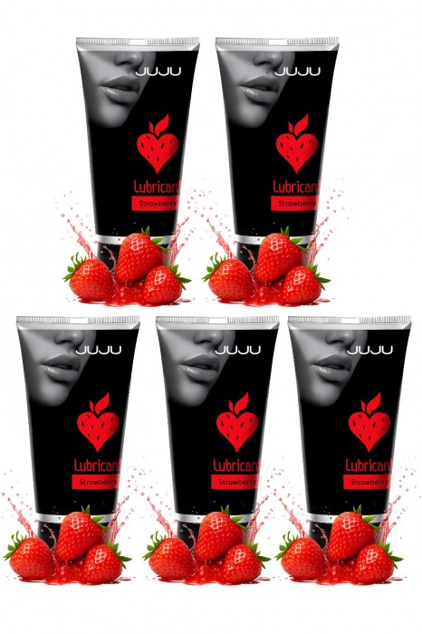 Набор из 5 съедобных лубрикантов JUJU со вкусом клубники - JuJu - купить с доставкой в Нижнем Тагиле