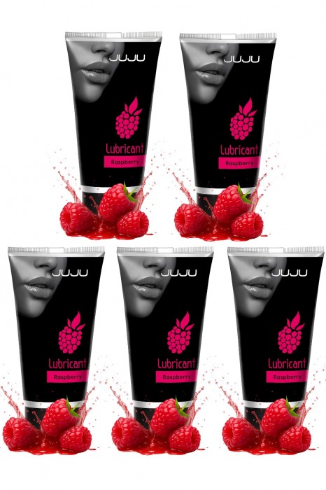 Набор из 5 съедобных лубрикантов JUJU со вкусом малины - JuJu - купить с доставкой в Нижнем Тагиле