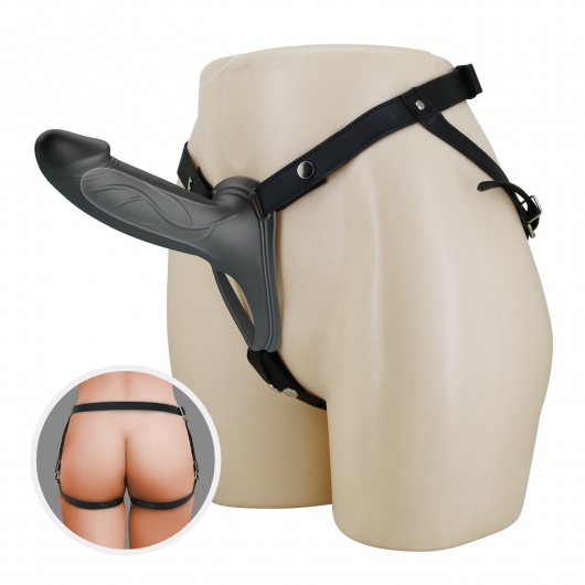 Черный полый мужской страпон London - 16,8 см. - Baile - купить с доставкой в Нижнем Тагиле