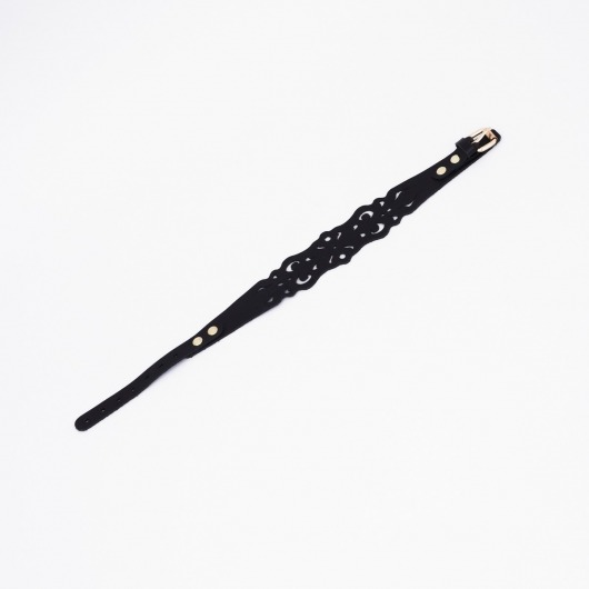 Черный ажурный чокер с золотистой фурнитурой - Crazy Handmade - купить с доставкой в Нижнем Тагиле