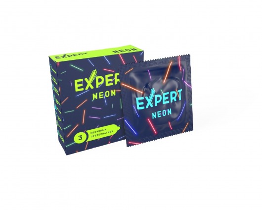 Светящиеся в темноте презервативы Expert Neon - 3 шт. - Expert - купить с доставкой в Нижнем Тагиле