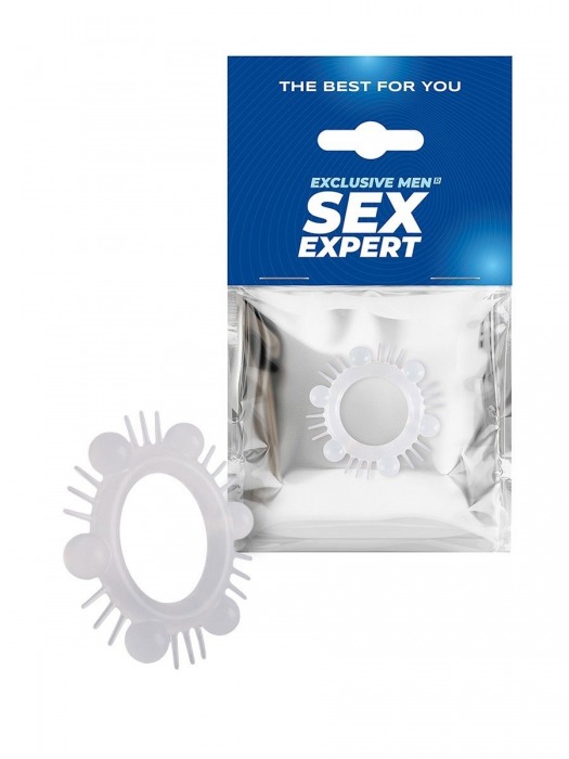Эластичное эрекционное кольцо с шипиками и шариками - Sex Expert - в Нижнем Тагиле купить с доставкой