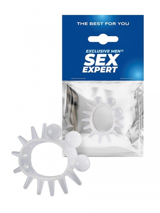 Эластичное эрекционное кольцо с шариками и лучами - Sex Expert - в Нижнем Тагиле купить с доставкой