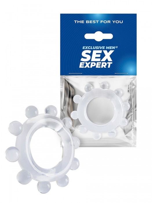 Прозрачное эрекционное кольцо со стимулирующими шариками - Sex Expert - в Нижнем Тагиле купить с доставкой