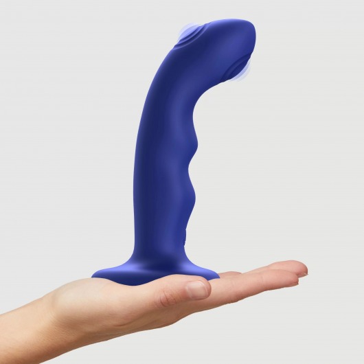 Синяя насадка-стимулятор Strap-On-Me Tapping Dildo Wave - Strap-on-me - купить с доставкой в Нижнем Тагиле