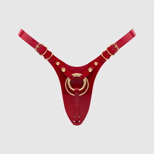 Красный пояс для фиксации насадок Strap-On-Me Leatherette Harness Fabulous - Strap-on-me - купить с доставкой в Нижнем Тагиле