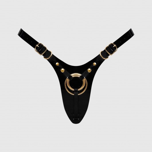 Черный пояс для фиксации насадок Strap-On-Me Leatherette Harness Fabulous - Strap-on-me - купить с доставкой в Нижнем Тагиле