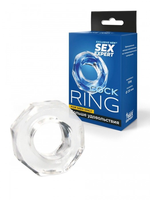 Прозрачное эрекционное кольцо в форме гайки - Sex Expert - в Нижнем Тагиле купить с доставкой