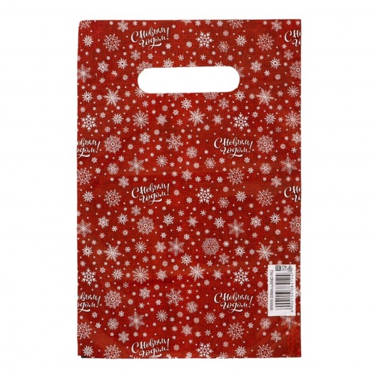 Красный подарочный новогодний пакет с вырубной ручкой (20х30 см) - Сима-Ленд - купить с доставкой в Нижнем Тагиле