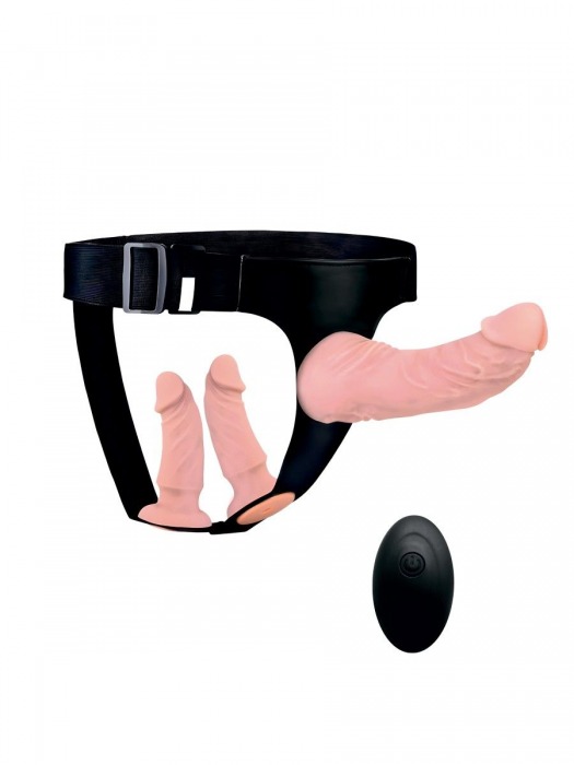 Женский страпон с 3 насадками и вибрацией - Erowoman-Eroman - купить с доставкой в Нижнем Тагиле