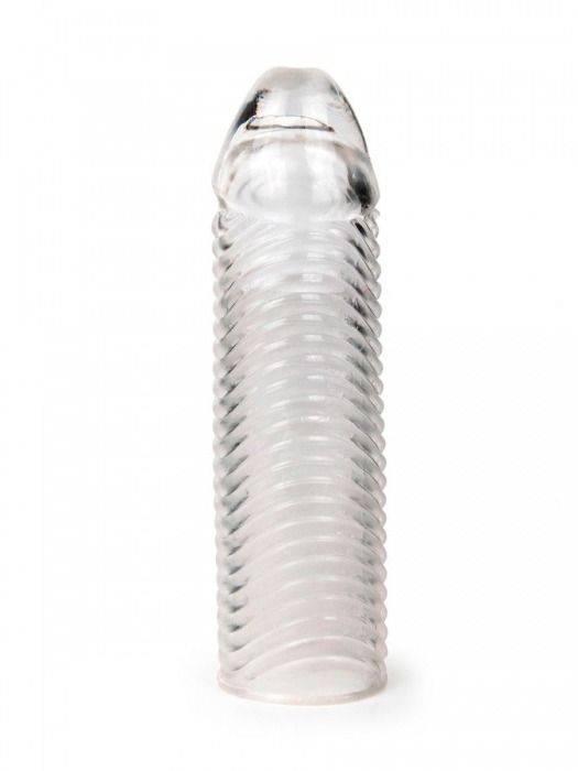 Прозрачная закрытая насадка на пенис с ребрышками - 16 см. - Sex Expert - в Нижнем Тагиле купить с доставкой