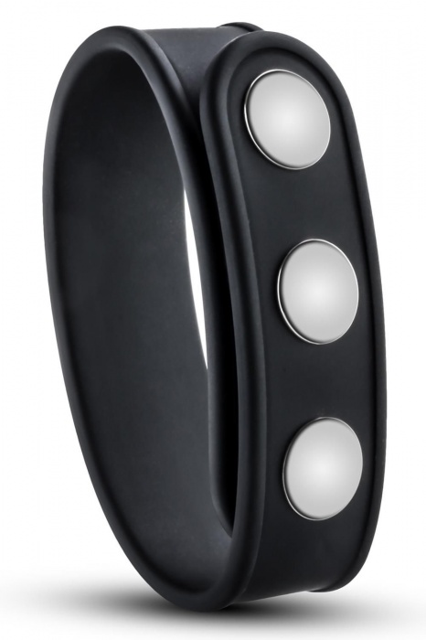 Черное эрекционное кольцо на кнопках - Blush Novelties - в Нижнем Тагиле купить с доставкой