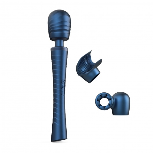 Синий вибромассажёр с насадками Man.wand Edgy - Manwan - в Нижнем Тагиле купить с доставкой