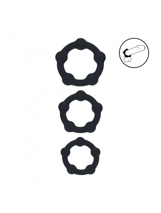 Набор из 3 эрекционных колец Beaded Silicone Cockring Set - Shots Media BV - в Нижнем Тагиле купить с доставкой