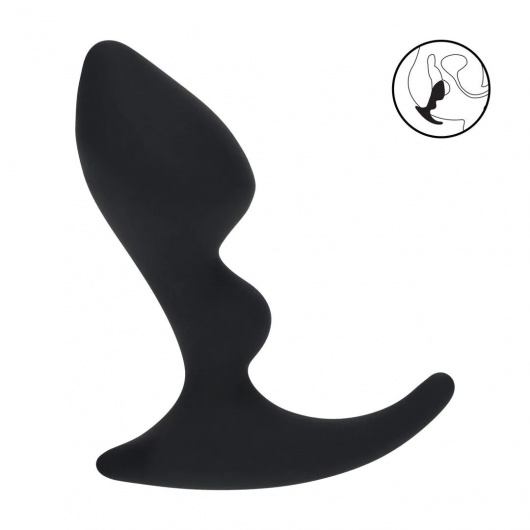 Черная анальная пробка для массажа простаты Double Ripple Silicone Prostate Massager - Shots Media BV - в Нижнем Тагиле купить с доставкой