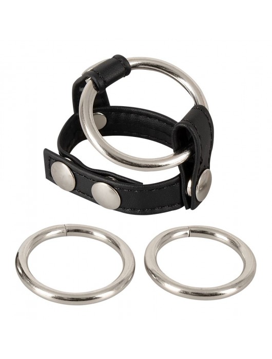 Подхват для мошонки с 3 съемными эрекционными кольцами Leder-Riemen - Orion - в Нижнем Тагиле купить с доставкой