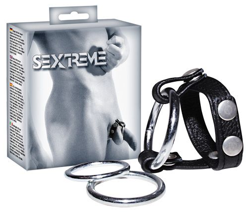 Подхват для мошонки с 3 съемными эрекционными кольцами Leder-Riemen - Orion - в Нижнем Тагиле купить с доставкой