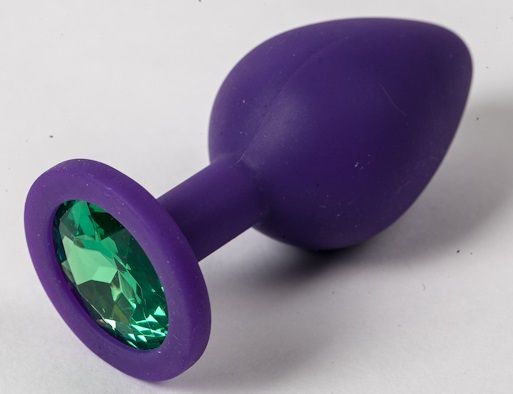 Фиолетовая силиконовая пробка с зеленым кристаллом - 9,5 см. - 4sexdreaM - купить с доставкой в Нижнем Тагиле