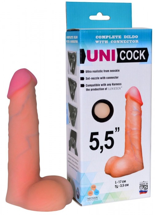 Фаллическая насадка Харнесс UNICOCK 5,5  - 17 см. - LOVETOY (А-Полимер) - купить с доставкой в Нижнем Тагиле