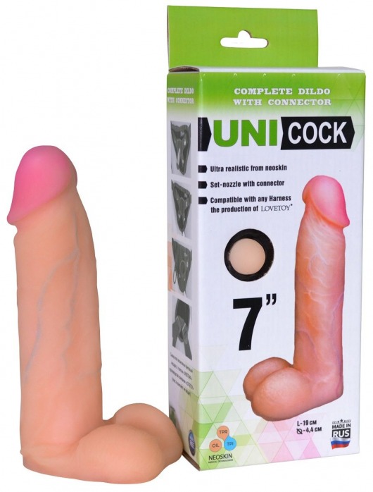 Фаллическая насадка Харнесс UNICOCK 7  - 19 см. - LOVETOY (А-Полимер) - купить с доставкой в Нижнем Тагиле