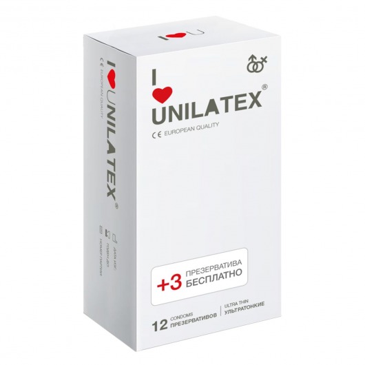Ультратонкие презервативы Unilatex Ultra Thin - 12 шт. + 3 шт. в подарок - Unilatex - купить с доставкой в Нижнем Тагиле