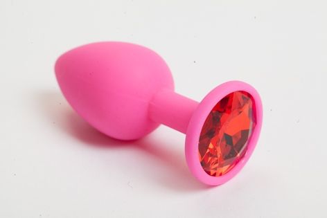 Розовая анальная пробка с красным кристаллом - 9,5 см. - 4sexdreaM - купить с доставкой в Нижнем Тагиле