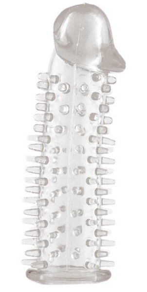 Прозрачная насадка на половой член с закрытой головкой и шипами - 12,5 см. - Toyfa Basic - в Нижнем Тагиле купить с доставкой