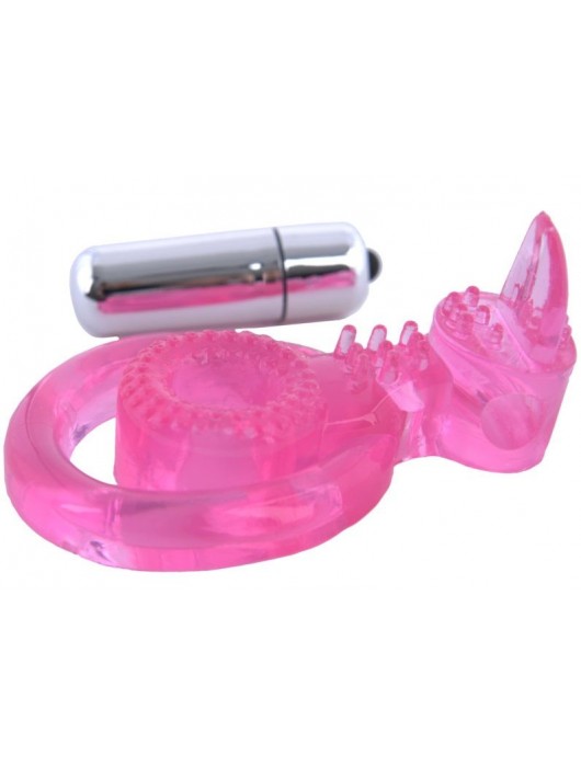 Розовая вибронасадка со стимулятор клитора   Язычок - Toyfa Basic - в Нижнем Тагиле купить с доставкой