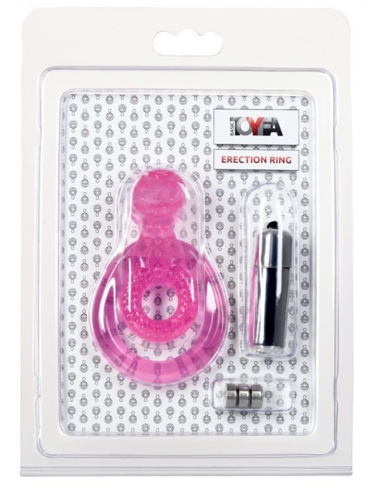 Розовая вибронасадка со стимулятор клитора   Язычок - Toyfa Basic - в Нижнем Тагиле купить с доставкой