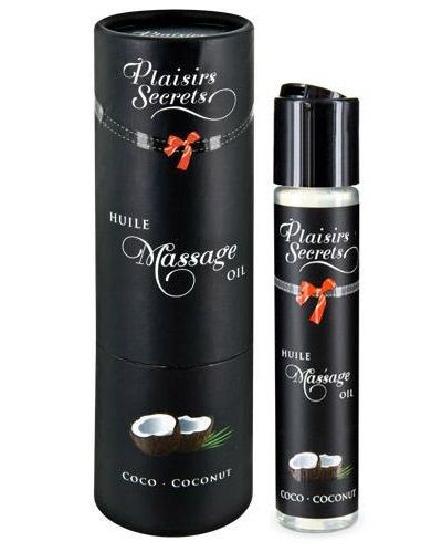 Массажное масло с ароматом кокоса Huile de Massage Gourmande Coco - 59 мл. - Plaisir Secret - купить с доставкой в Нижнем Тагиле