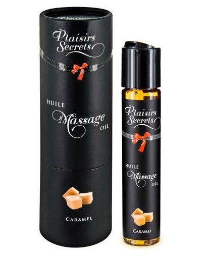 Массажное масло с ароматом карамели Huile de Massage Gourmande Caramel - 59 мл. - Plaisir Secret - купить с доставкой в Нижнем Тагиле