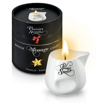 Массажная свеча с ароматом ванили Bougie Massage Gourmande Vanille - 80 мл. - Plaisir Secret - купить с доставкой в Нижнем Тагиле