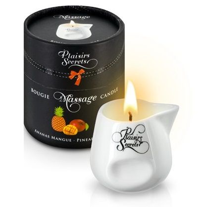 Массажная свеча с ароматом манго и ананаса Bougie de Massage Ananas Mangue - 80 мл. - Plaisir Secret - купить с доставкой в Нижнем Тагиле