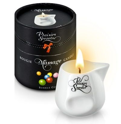 Массажная свеча с ароматом бубль-гума Bougie de Massage Gourmande Bubble Gum - 80 мл. - Plaisir Secret - купить с доставкой в Нижнем Тагиле