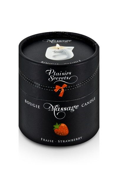 Массажная свеча с ароматом клубники Bougie de Massage Gourmande Fraise - 80 мл. - Plaisir Secret - купить с доставкой в Нижнем Тагиле