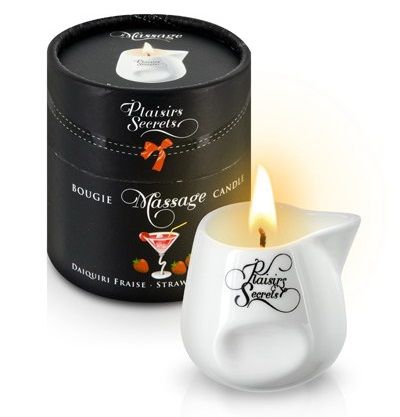 Массажная свеча с ароматом клубничного дайкири Bougie de Massage Daikiri Fraise - 80 мл. - Plaisir Secret - купить с доставкой в Нижнем Тагиле
