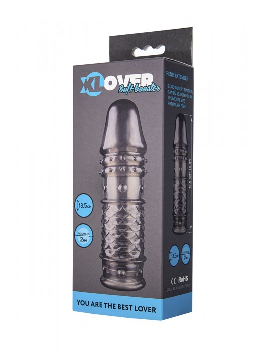 Дымчатая закрытая насадка ToyFa XLover с чешуйками и пупырышками - 13,5 см. - ToyFa - в Нижнем Тагиле купить с доставкой