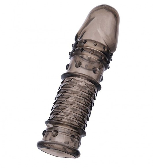 Дымчатая закрытая насадка ToyFa XLover с чешуйками и пупырышками - 13,5 см. - ToyFa - в Нижнем Тагиле купить с доставкой