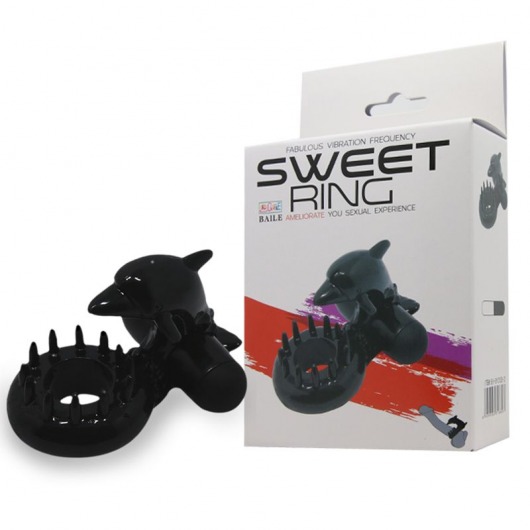 Чёрное эрекционное виброкольцо Sweet Ring с дельфинчиком - Baile - в Нижнем Тагиле купить с доставкой