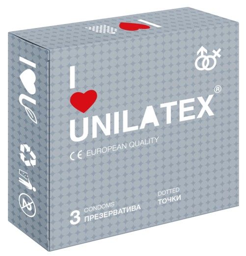 Презервативы с точками Unilatex Dotted - 3 шт. - Unilatex - купить с доставкой в Нижнем Тагиле
