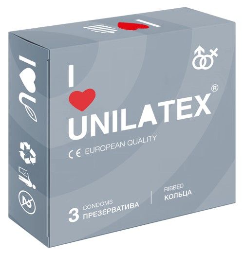 Презервативы с рёбрами Unilatex Ribbed - 3 шт. - Unilatex - купить с доставкой в Нижнем Тагиле